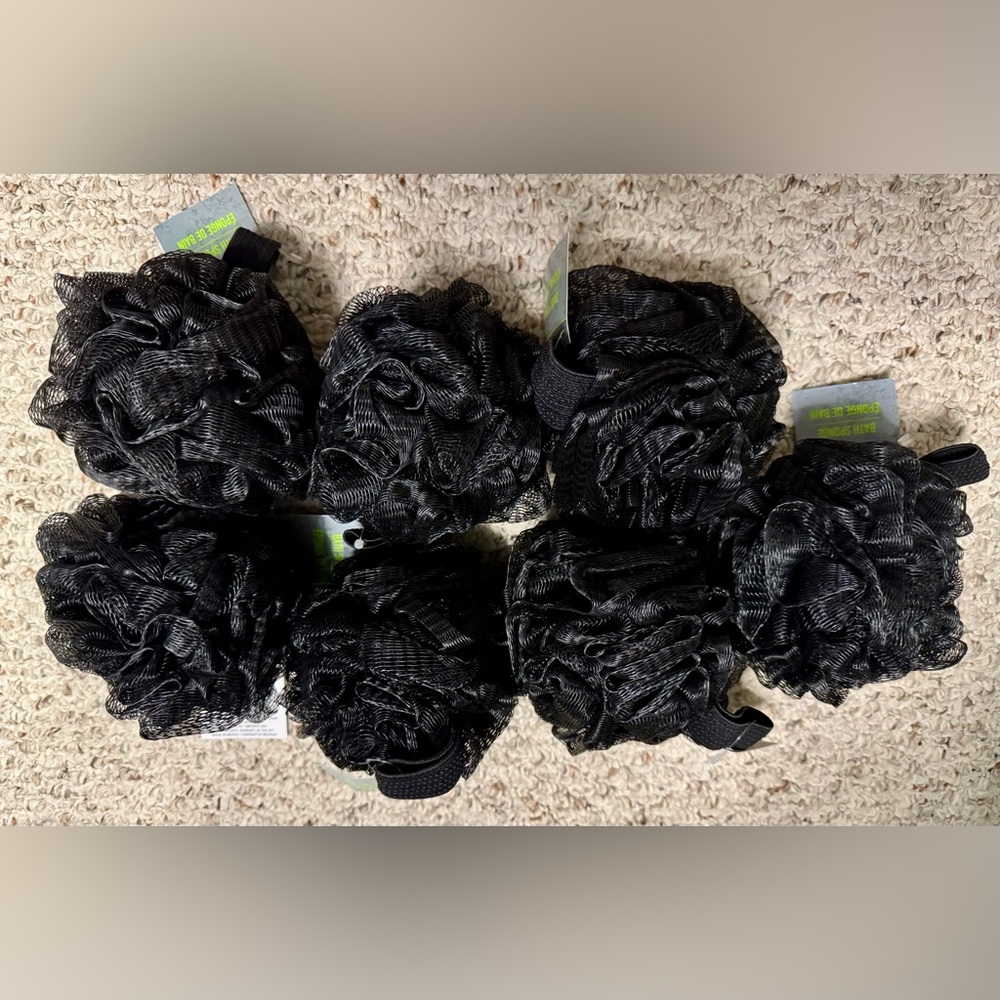 Lot of 7 Assured for Men Bath Sponge Loofah Black
